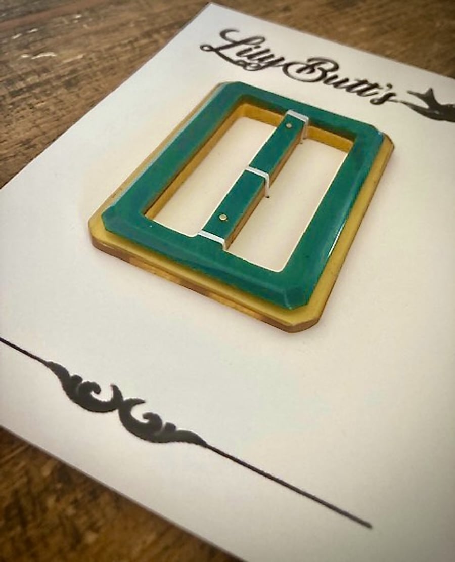 Vintage Yellow Perspex and Green Plastic Buckle