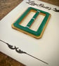 Vintage Yellow Perspex and Green Plastic Buckle - Image 1