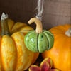 Tiny hanging ceramic pumpkin decoration green