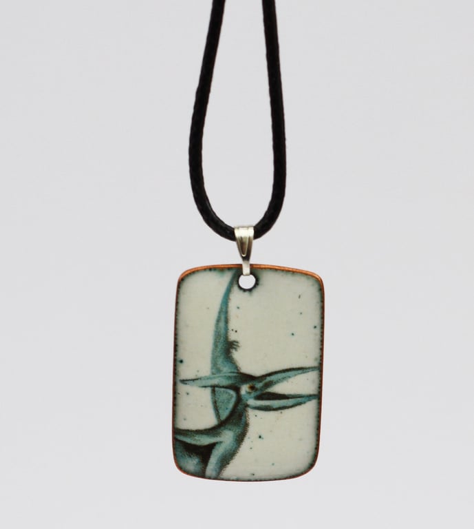 Pterodactyl enamelled pendant