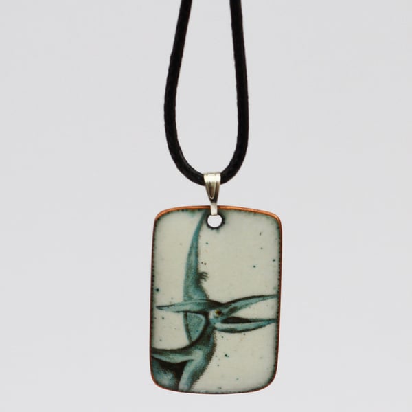 Pterodactyl enamelled pendant