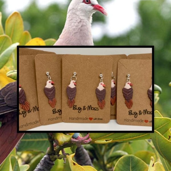 Wildlife Charity Donation pink pigeon drop studs