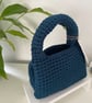 Navy tshirt yarn crochet mini bag - Image 4