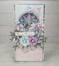 Handmade Christmas Card (119) Pastel Winter Scene with Flowers. 
