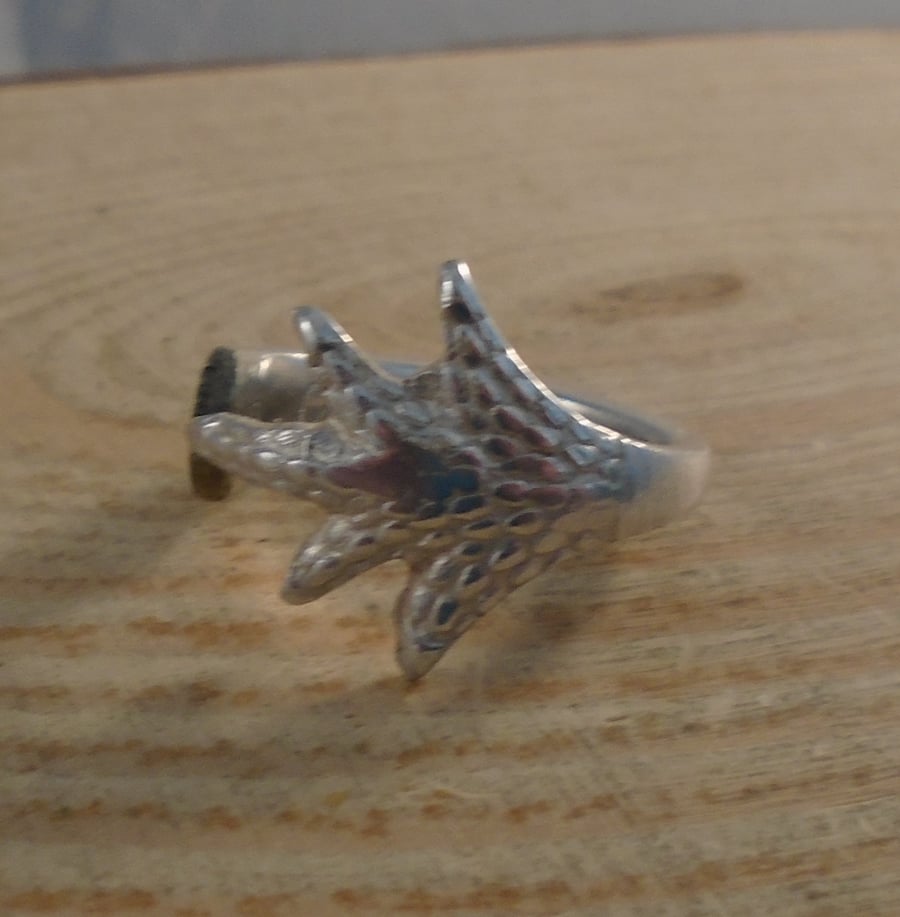 Upcycled Silver Plated Sugar Tong Claw Ring SPR042013