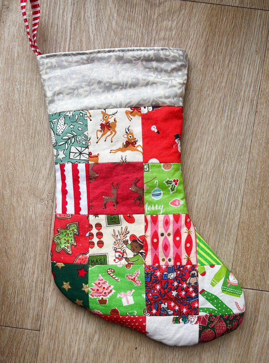 Christmas stocking - patchwork print