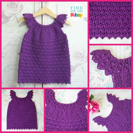 Purple crochet baby dress. Crochet dress. Toddler sun dress. 3-4 years