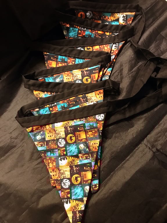 Halloween Bunting, Double Sided Orange Black Cotton Home Decoration