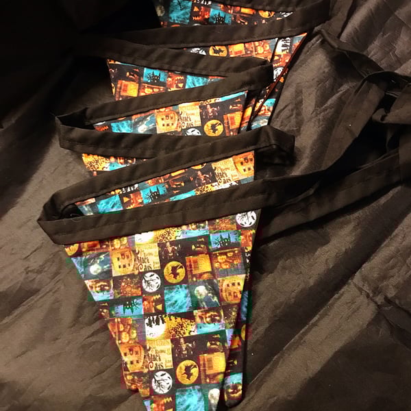 Halloween Bunting, Double Sided Orange Black Cotton Home Decoration