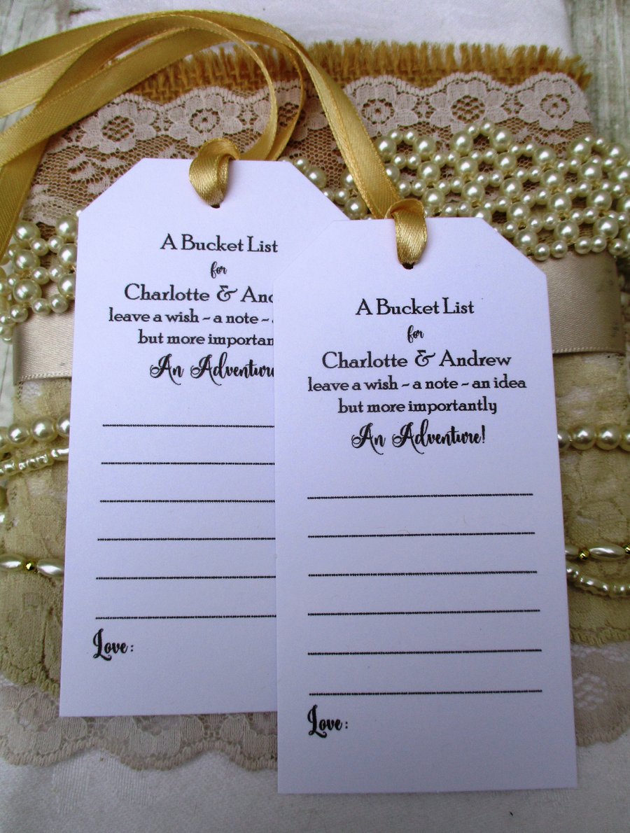 Bucket List Tags Personalised- Guest Book Tags