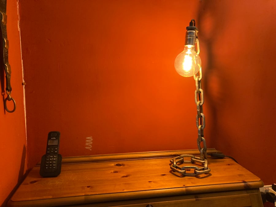 Industrial Table Lamp, Welded Heavy Duty Chain