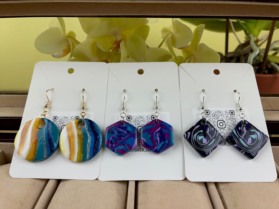 Handmade polymer clay earrings