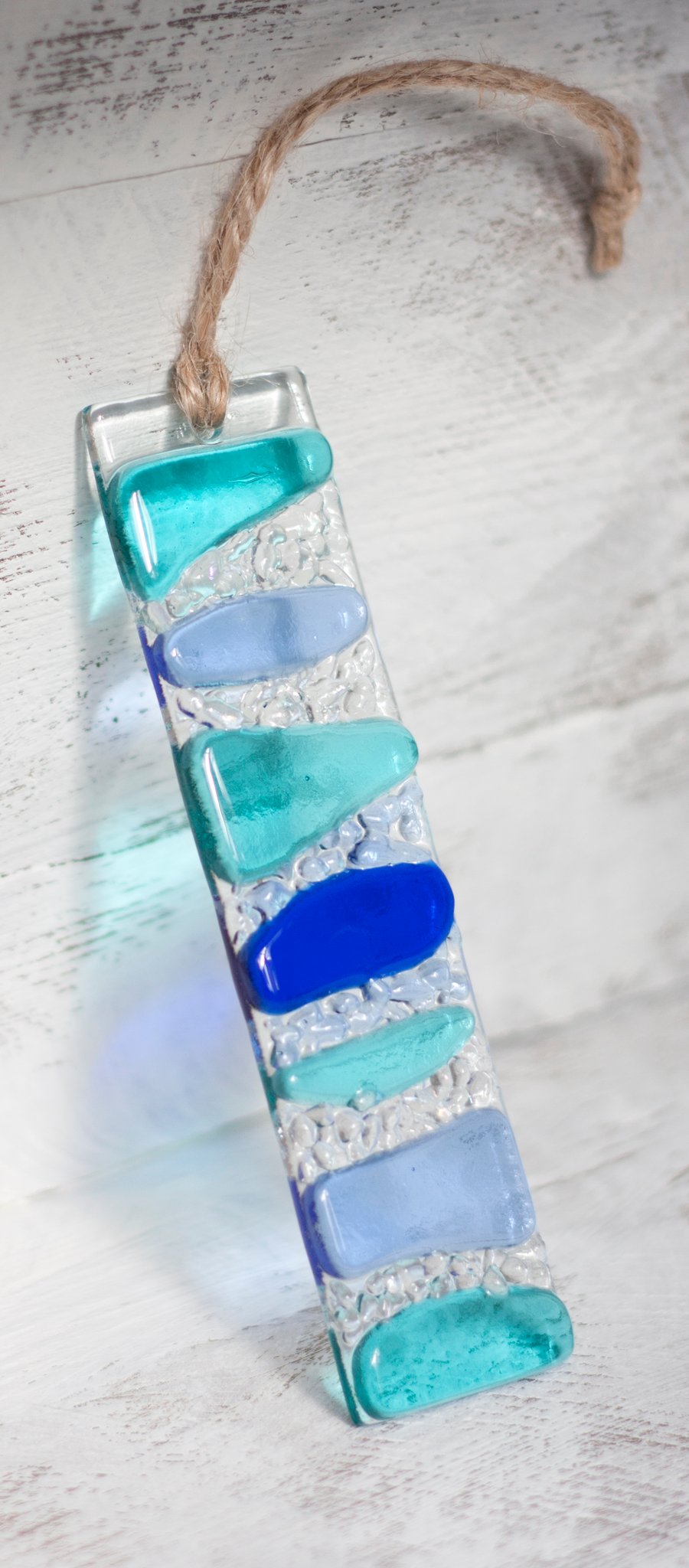 Blue & Turquoise - Fused Glass Light Catcher