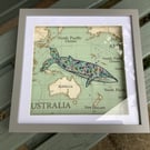 Hand Embroidered Framed Picture of Blue Whale