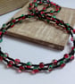 Fuchsia Pink and Green Two-Tone Crackle Bead Single Strand Necklace - Image 1