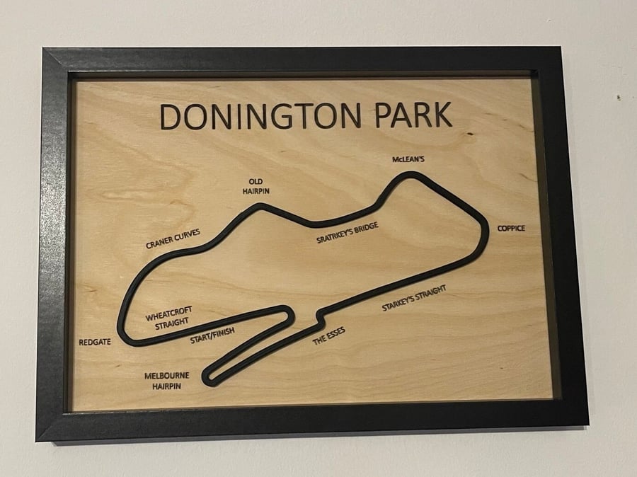 Donington Park Race Circuit Fan Art Framed 3D With Corner & Straight Names