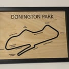 Donington Park Race Circuit Fan Art Framed 3D With Corner & Straight Names