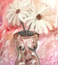 Female Floral Canvas Wall Art Painting - Image 3