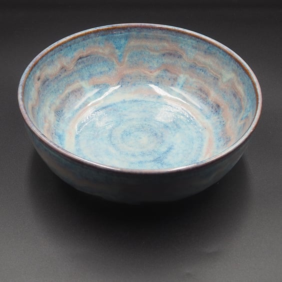 Large blue, purple bowl handmade pottery 