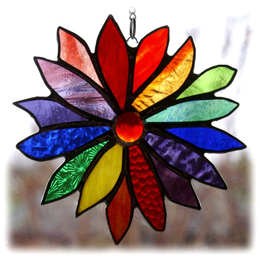 Rainbow Flower Stained Glass Suncatcher