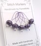Lampwork Stitch Markers - Dark Purple Orchid - Image 1