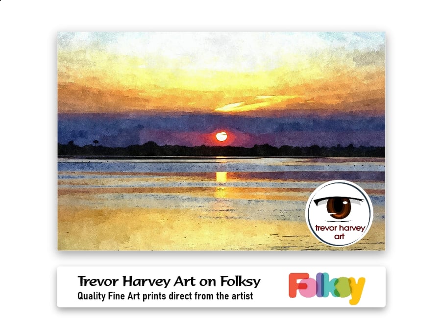 Sunset At Pagham - 12x8 inch Fine Art Print - 