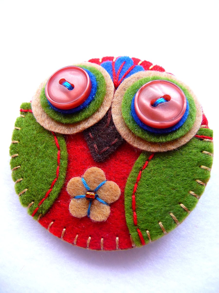 FB109 - Baby Owl Handmade Felt Brooch