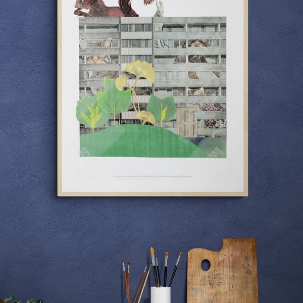 'Urban Jungle' print of handmade collage