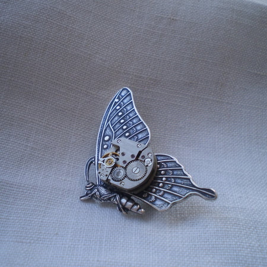 Steampunk Clockwork Butterfly Brooch