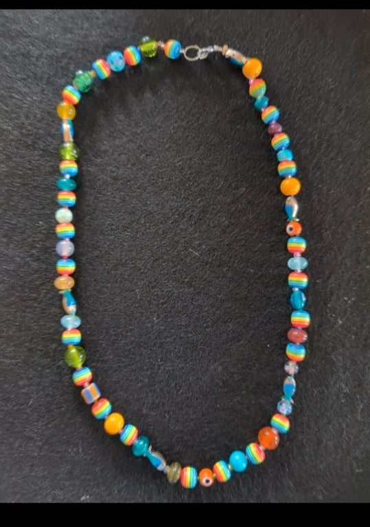 Rainbow and Fish Fun Beaded Necklace 