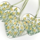 Daffodil and Narcissus Glass Heart - small