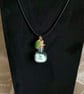 Handmade Mermaid Potion Bottle Necklace – Ocean Glass Pendant with Green Shell  - Image 3