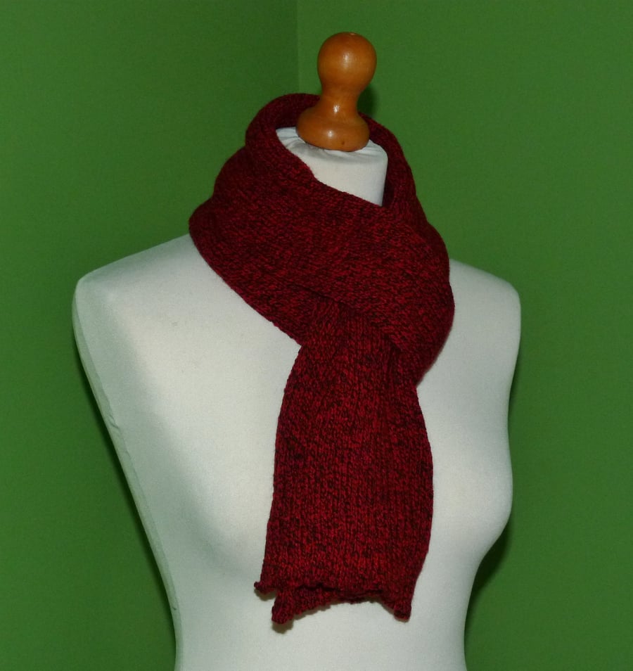 Unisex Rib Scarf in Red and Black