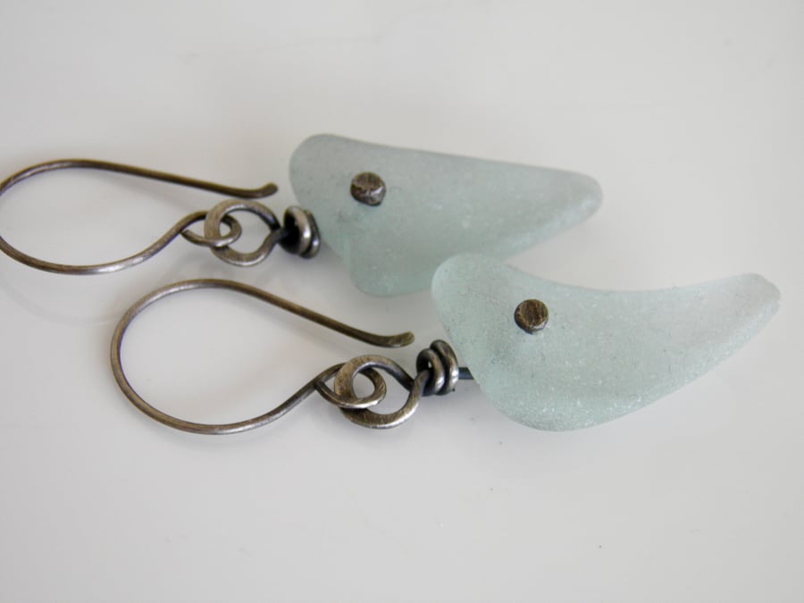Silver Sea Glass Earrings