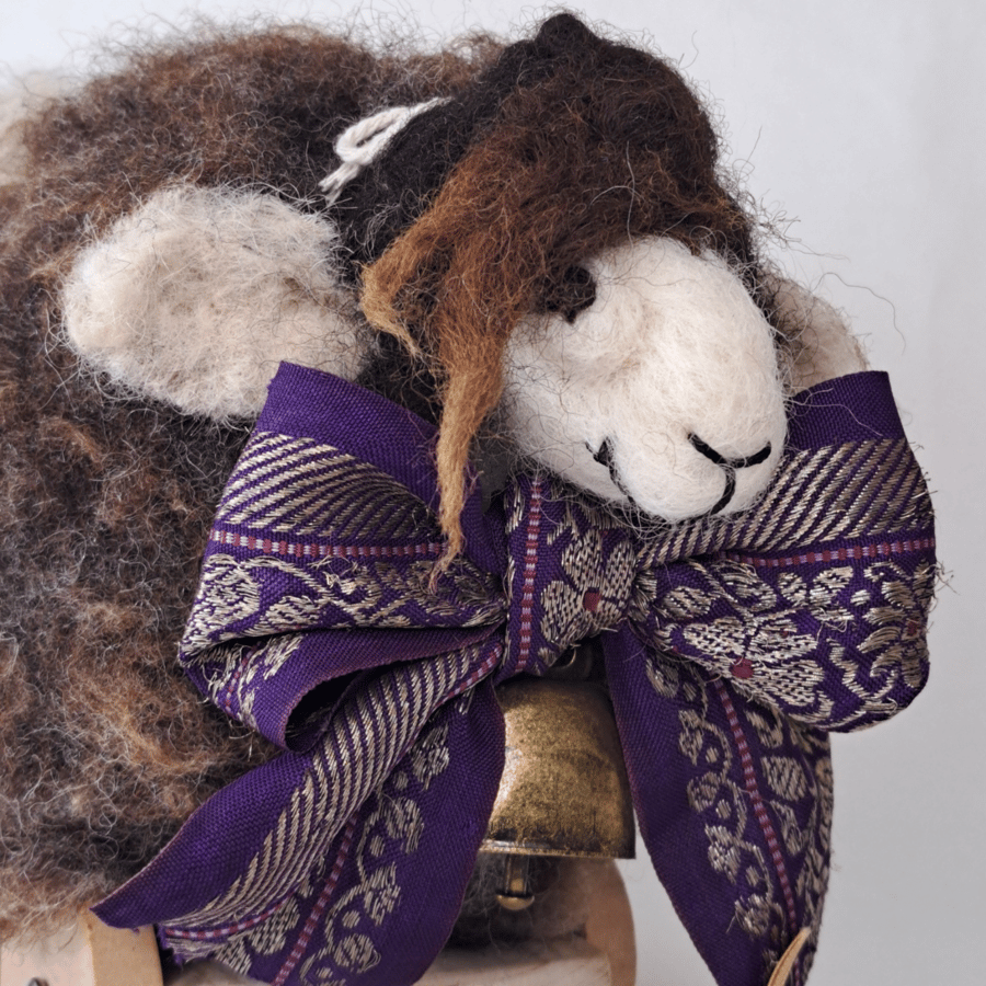 Sheep Art doll ... Clive the sheep on wheels ... A gift for sheep lovers 