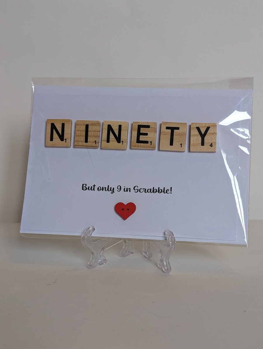 90th Birthday scrabble greetings card