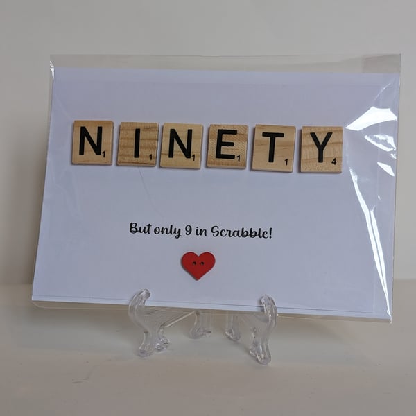 90th Birthday scrabble greetings card