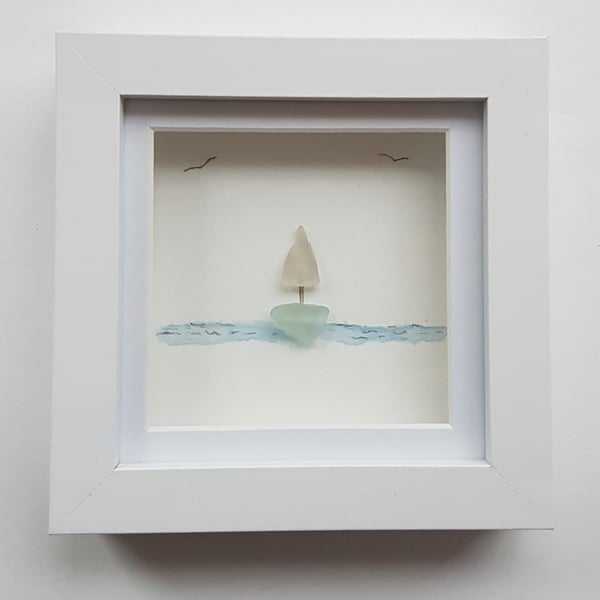 Small sea glass boat picture