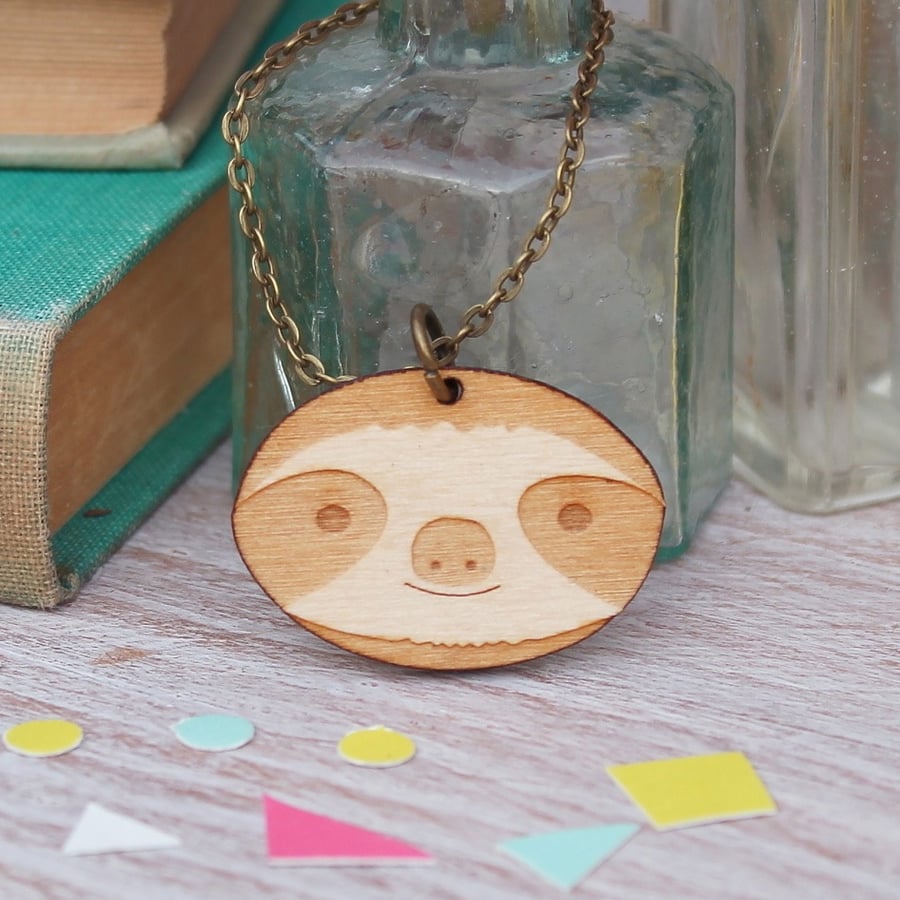 Wooden Sloth Necklace