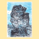 Big Rock, 2-colour risograph print 