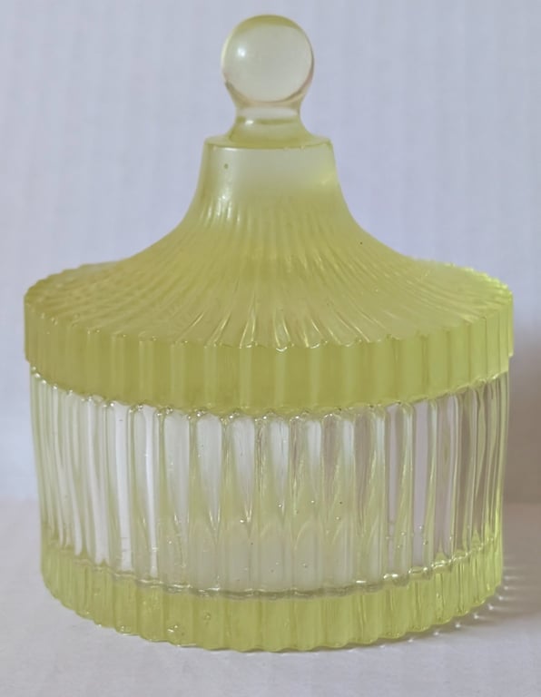 Small Fluted Pale Lemon Coloured Resin Jar