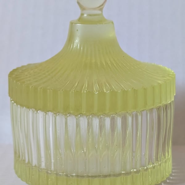 Small Fluted Pale Lemon Coloured Resin Jar