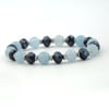 Handmade blue bracelet, with blue jade and jet crystals