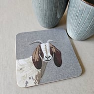 Goat coaster, melamine, cork backed