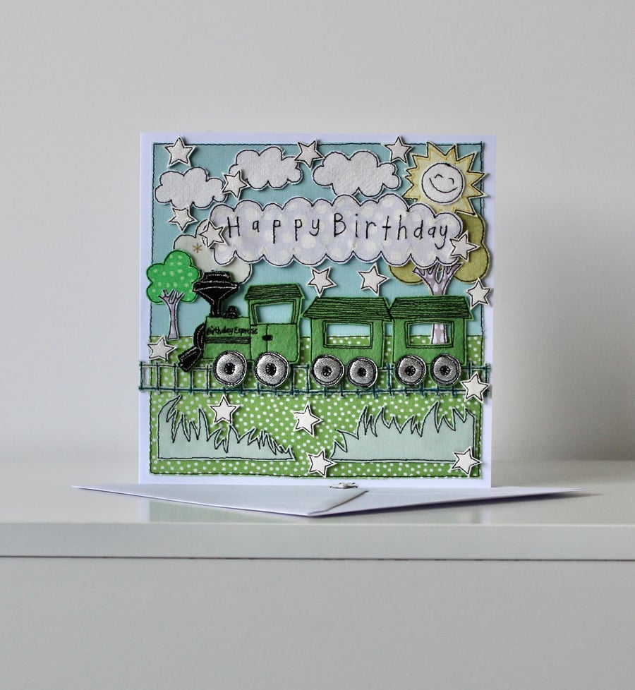 'Happy Birthday Train' - Handmade Blank Card