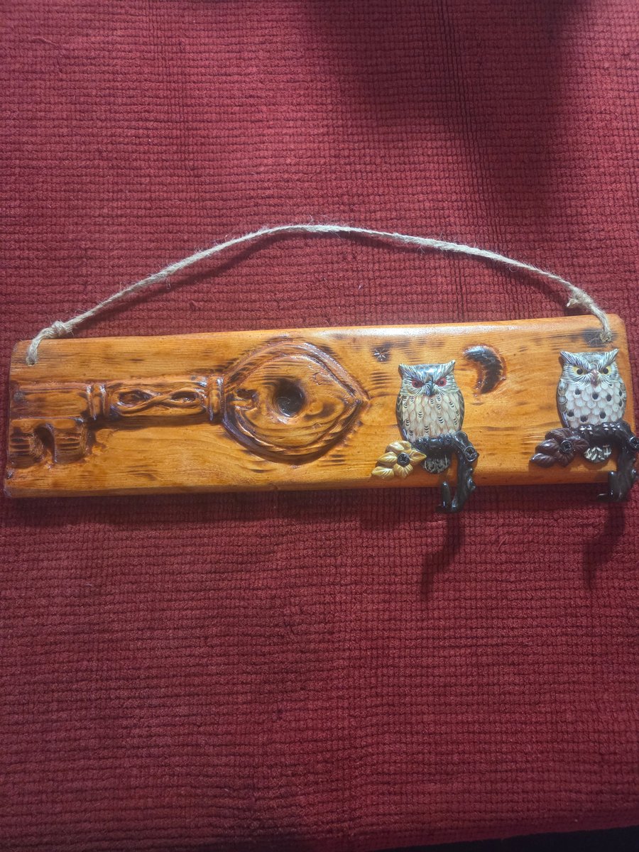 Handmade Rustic Wooden Key and Owl Hooks