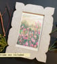 Little pink flower meadow drawing, original art letterbox gift, small drawing - Image 5