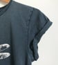Dragonfly Womens organic cotton rolled short sleeve stonewash denim blue tee - Image 2
