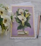 White Lilies Sympathy Card Heartfelt Wishes Gold Card 3D Luxury Handmade Card - Image 1