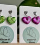 Green Glitter Heart Dangle Earrings  - Image 4